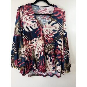 See‎ & Be Seen V Neck Hippie Boho Top W Bell Tassel Sleeves Size S